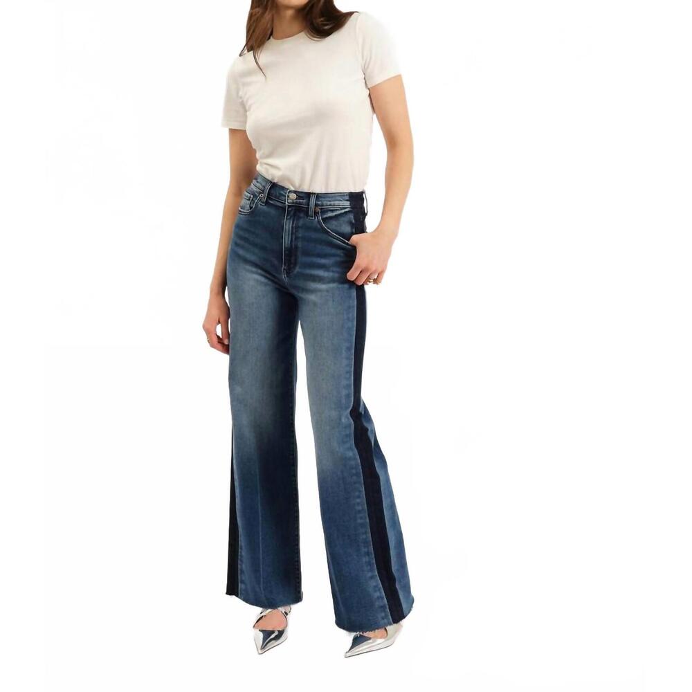 NEW DAZE far out high rise wide leg jeans in tuxedo